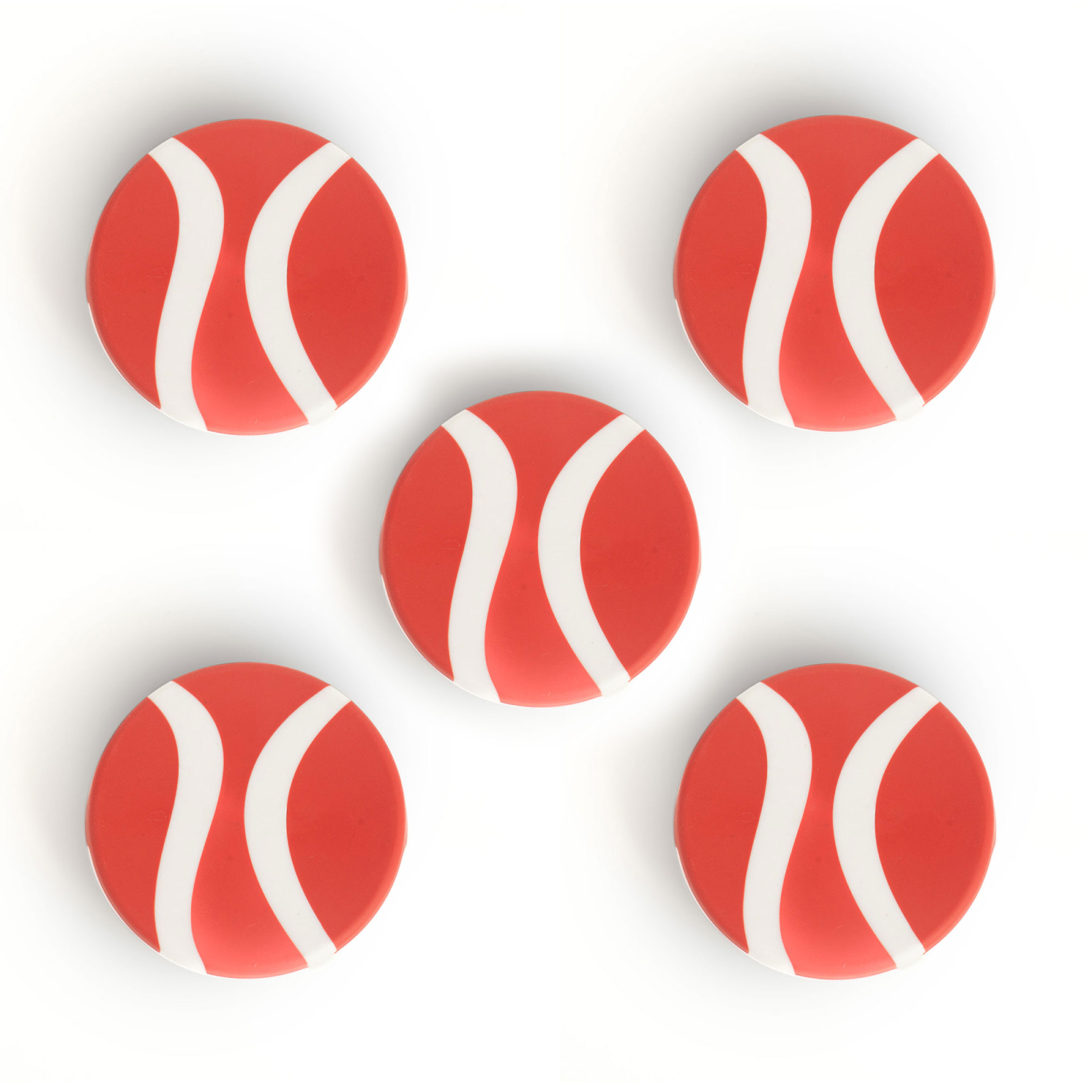 Set of 5 Red Gardyn Caps on a white background